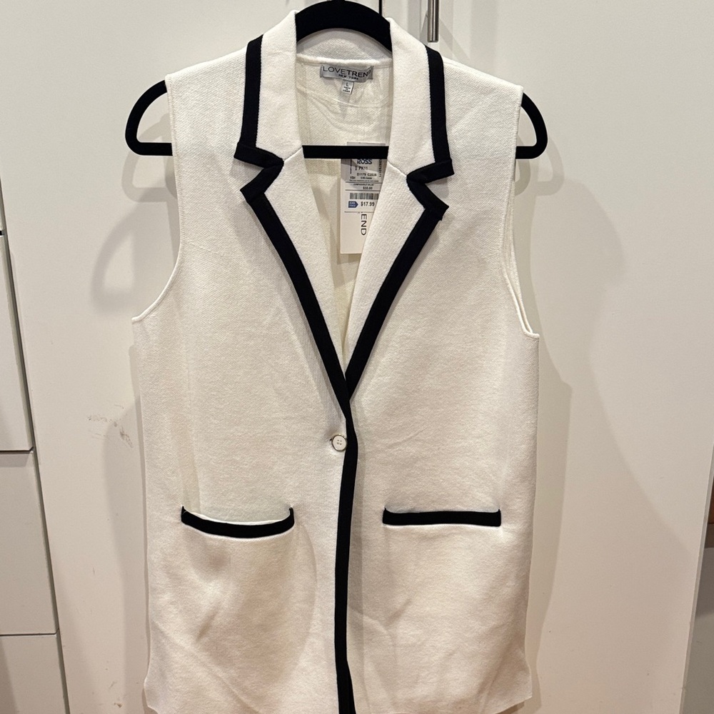 Ivory Vest with Black Accents